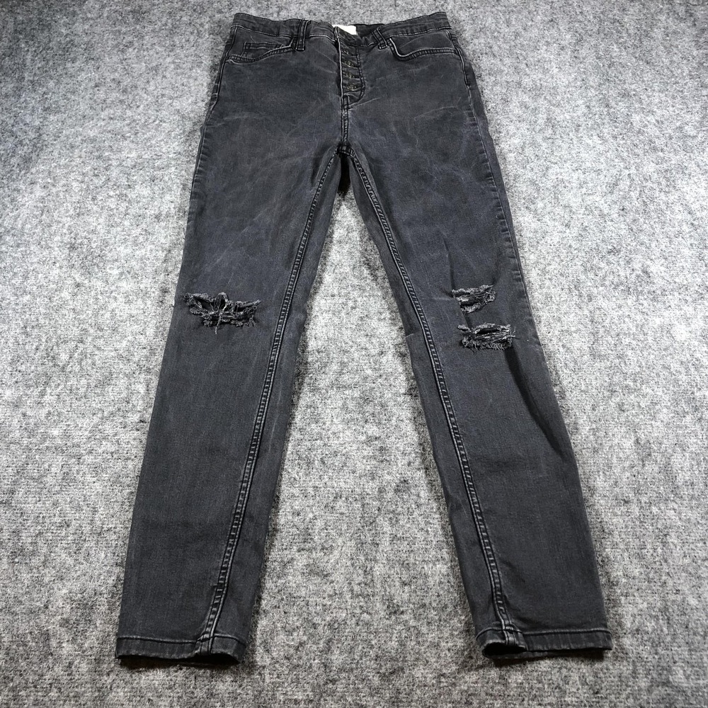 We The Free Jeans Womens 28 Black Distressed Skinny Button Fly Free People